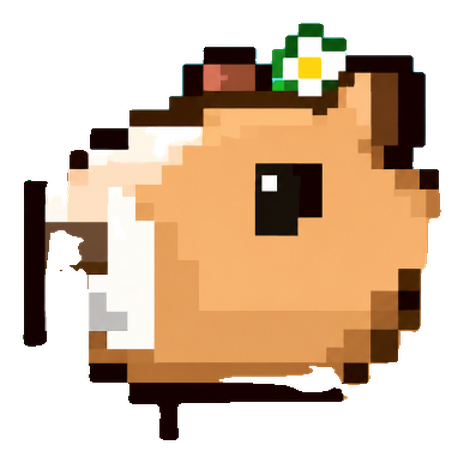 CapyBloom, a pixel-art capybara with a daisy on his head